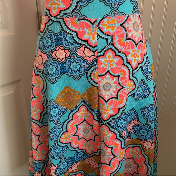 Bright Agnes & Dora A-Line Large Skirt in Turquoise and Pink Boho Design - Picture 8 of 8